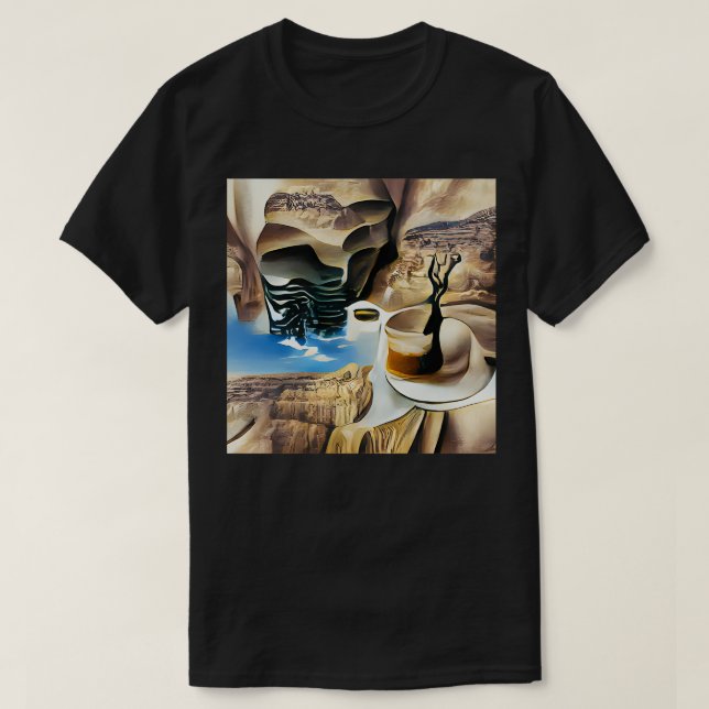 T-shirt Café en surréalisme d'un canyon (Design devant)