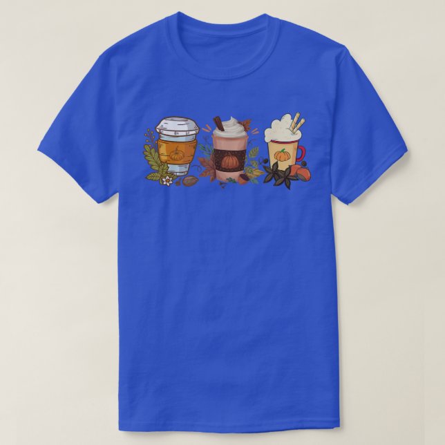 T-shirt Café épice citrouille Latte Automne Feuilles Autom (Design devant)