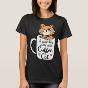 T-shirt Café et chats Cute Chat Propriétaire Chat Chat Mam