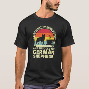T-shirt Café et chien berger allemand Rétro GSP Papa Maman