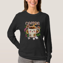T-shirt Café et fleurs Cute Retro Kawaii