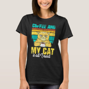 T-shirt Café Et Mon Chat Est Tout Ce Dont J'Ai Besoin