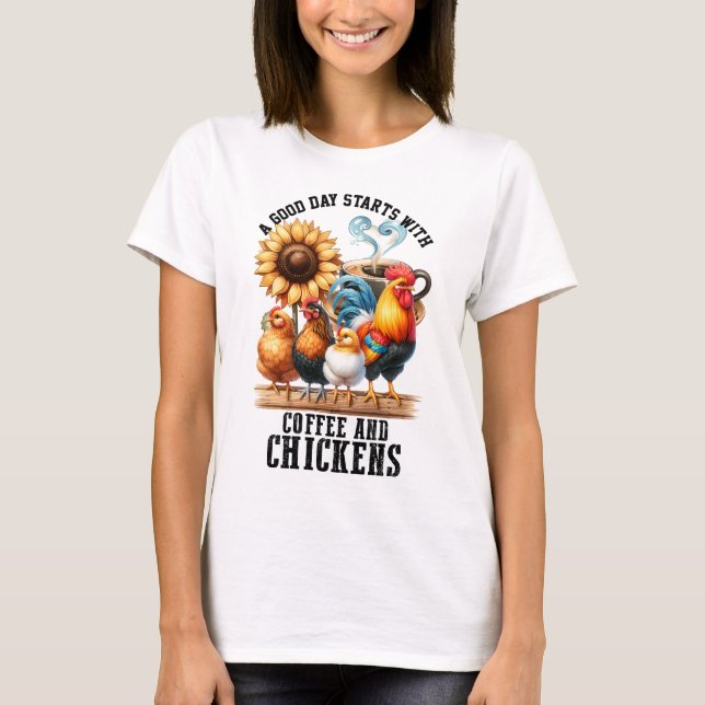 T-shirt Café et poulets (Devant)