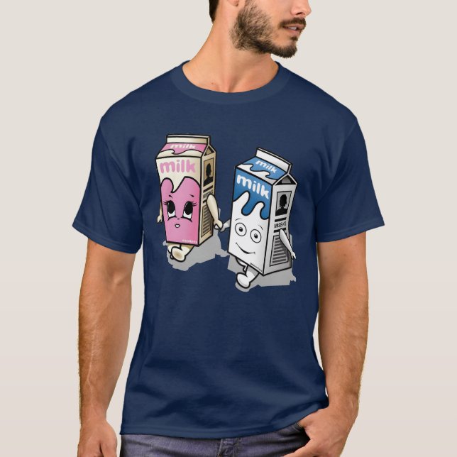 T-shirt Café et V Milk drôle (Devant)