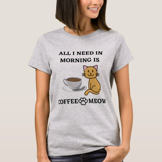 T-SHIRT CAFÉ ET VIE AMOUREUX DE LES CHATS FUNNY (Devant)