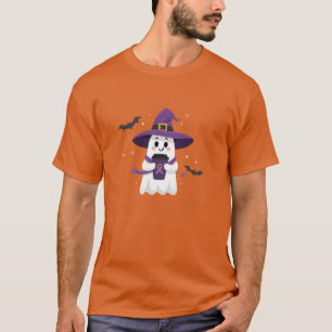 T-shirt Café Fantôme Sorcière Ruban Violet de Sensibilisat