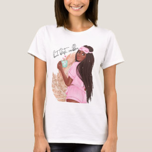 T-shirt Café Faux Parties scintillant Fille Cheveux Rose O