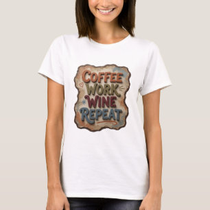T-SHIRT CAFE FRAIS ORANGE VIN AU TRAVAIL REPETE