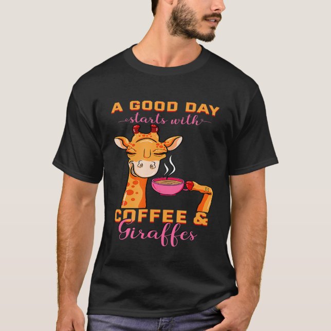 T-shirt Café Giraffe Mug Animal Cappuccino Espresso Bean (Devant)