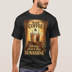 T-shirt Café Glacé et Accro au Caféine d'Été Ensolleillé