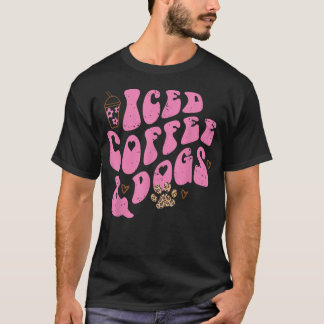 T-shirt Café glacé et chiens rétro léopard paw animal de c