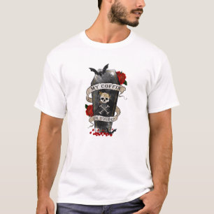 T-shirt Café gothique et crâne avec Rose rouge