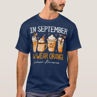 T-shirt Café Latte En Septembre Nous Portons Orange Leucém