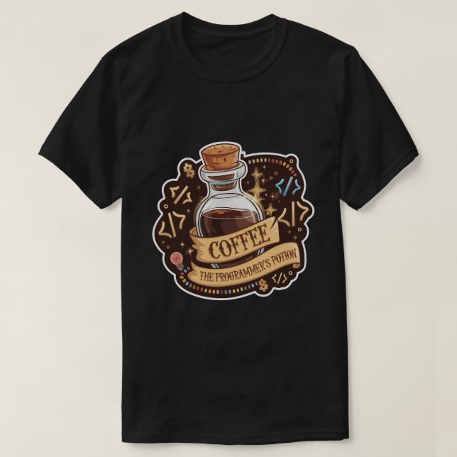 T-shirt Café Le Programmeur Potion Drôle Développeur (Design devant)