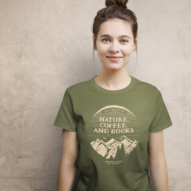 T-shirt Café nature et livres (Créateur téléchargé)