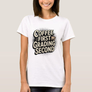 T-shirt Café Premier rang Deuxième enseignant drôle