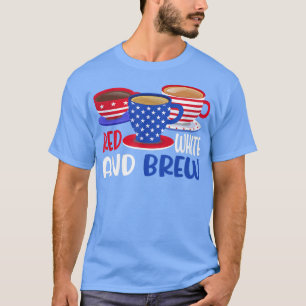 T-shirt Café Rouge Blanc Et Brûler 4 juillet Patriotique W