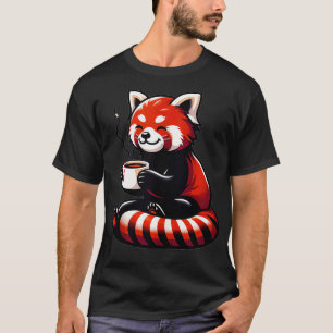 T-shirt Café Thé Boire Rouge Panda Zoo Amoureux des animau