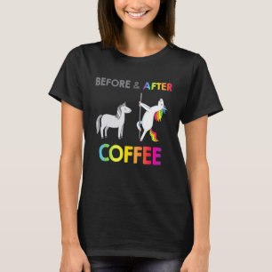 T-shirt Café Unicorne Caféine avant après café