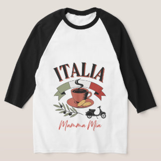 T-shirt Café Vintage Italia, Scooter Rétro et Mamma Mia
