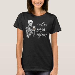 T-shirt Café Yoga Répéter Squelette Étirement Fantomatique