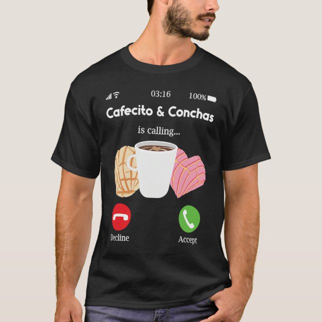 T-shirt Cafecito Cafe Conchas  Cute Spanish Pun Coffee (Devant)
