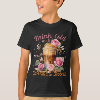 T-shirt Caféine et fleurs : Café glacé délicieux
