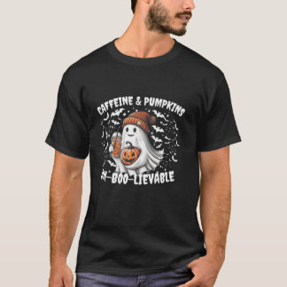 T-shirt Caffein Citrouille Un Boo Lievable Funny Ghost Caf