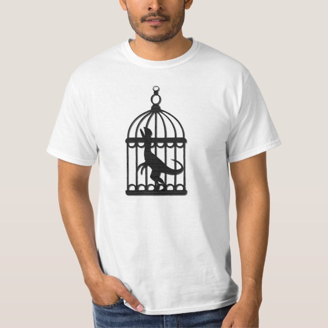 T-shirt Cage à oiseaux de Velociraptor (Devant)