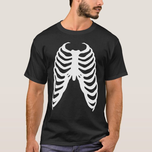 T-shirt Cage des côtes humaines Squelette os Horreur Terre (Devant)