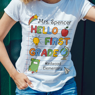 T-shirt Cahier Scolaire & Gribouillages Bonjour Première A