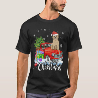 T-shirt Cairn Terrier équitation Camion Rouge Joyeux Noël 