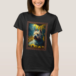 T-shirt Cairn Terrier Peinture Tournesol Fleur Maman Femme