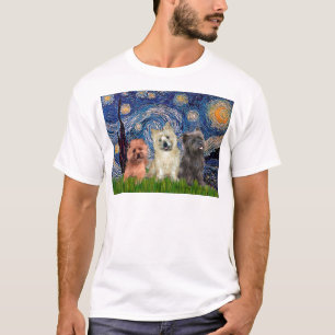 T-shirt Cairn Terriers (trois) - Starry Night