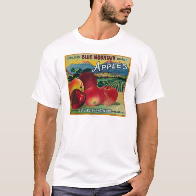 T-shirt Caisse bleue LabelCove d'Apple de montagne, OU (Devant)