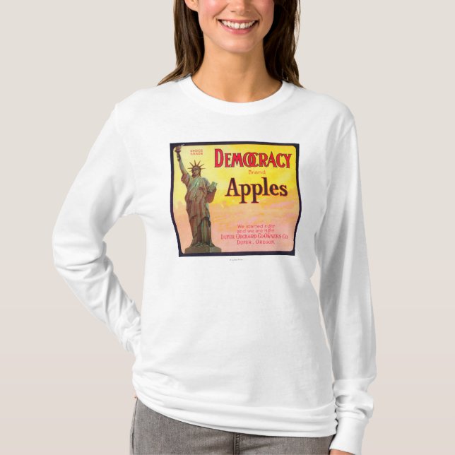 T-shirt Caisse LabelDufur d'Apple de démocratie, OU (Devant)