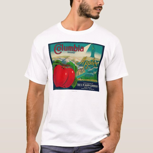 T-shirt Caisse LabelYakima, WA de Colombie Apple (Devant)