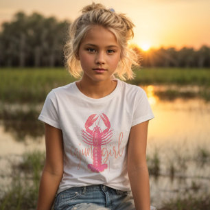 T-Shirt Cajun Girl Rose et Pêcher Crawfish South Louisiana