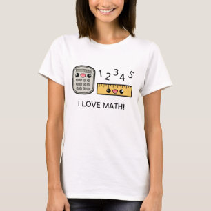 T-shirt Calculette Et Règle Mignonne J'Aime Les Maths