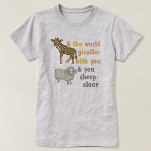 T-shirt Calembour animal drôle, girafe et moutons