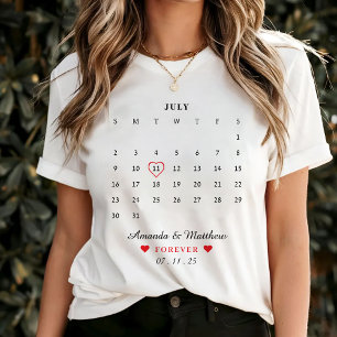 T-shirt Calendrier Couple Anniversaire Saint-Valentin
