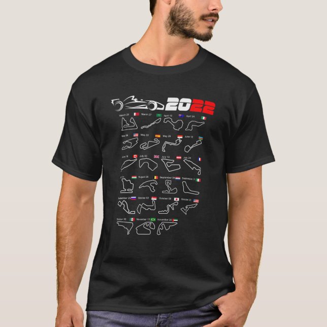 T-shirt Calendrier Course voitures Formula 2022 Circuits S (Devant)