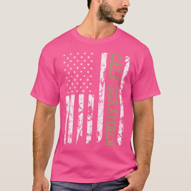 T-shirt Calf Scramble American Flag Patriotic Rodeo (Devant)