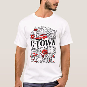 T-shirt Calgary Alberta Symboles Et Vue De La Chaîne De Mo