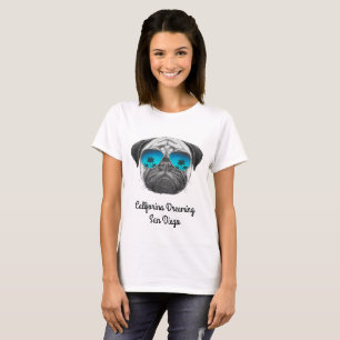 T-shirt Califorina rêvant le carlin San Diego