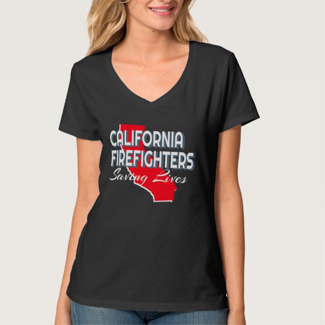 T-SHIRT CALIFORNIA FIREFIGHTERS, SAVING LIVES (Devant)