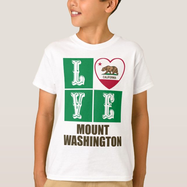 T-shirt California State Flag Heart Love Mount Washington (Devant)