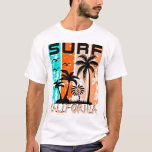 T-shirt California Surf Plante de palmier de plage vinta