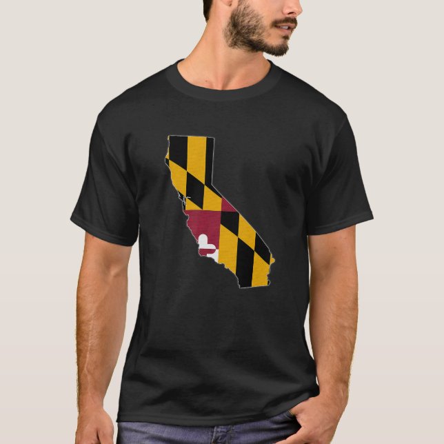 T-shirt CALIFORNIE CARTE DE L'ÉTAT MARYLAND MD Drapeau Rac (Devant)