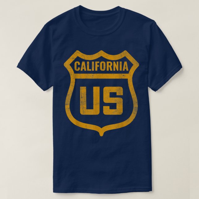 T-shirt Californie - États-Unis autoroute déprimé aspect p (Design devant)
